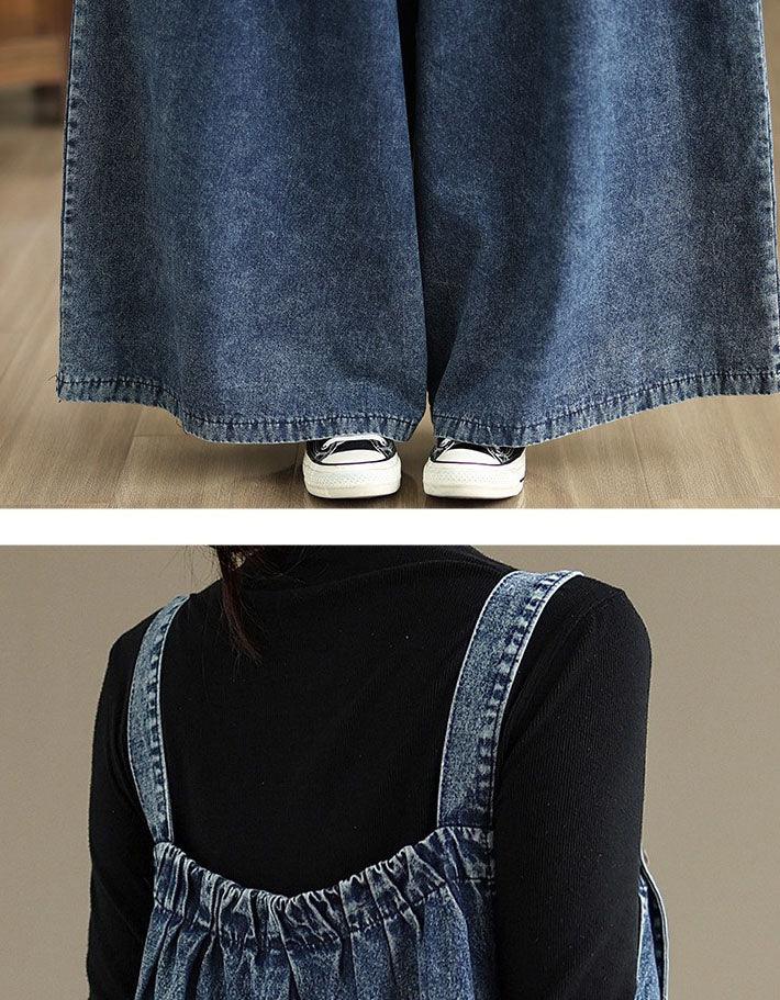 Loose Comfortable Wide Leg Denim Jumpsuit - Islinen
