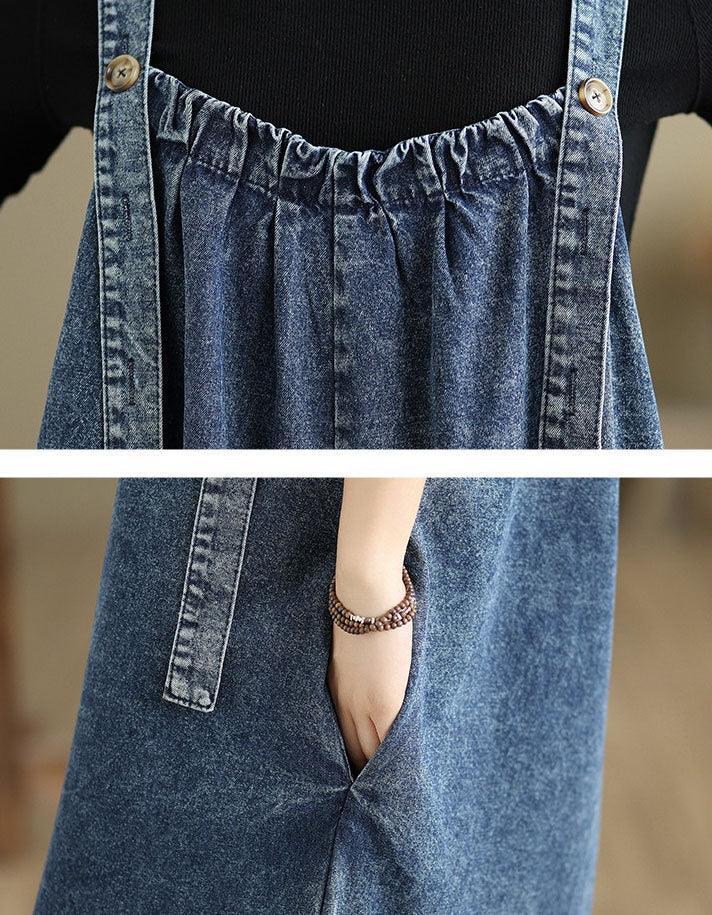 Loose Comfortable Wide Leg Denim Jumpsuit - Islinen