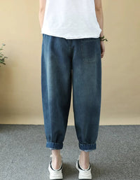Loose Fit Embroidered Baggy Harem Denim Pants