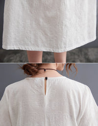 Loose Fit Minimalist Style Cotton Linen Midi Summer Dress