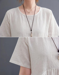 Loose Fit Minimalist Style Cotton Linen Midi Summer Dress