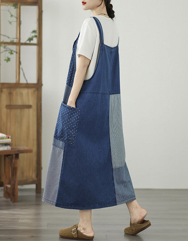 Loose Fit Patchwork Oversized Denim Dress