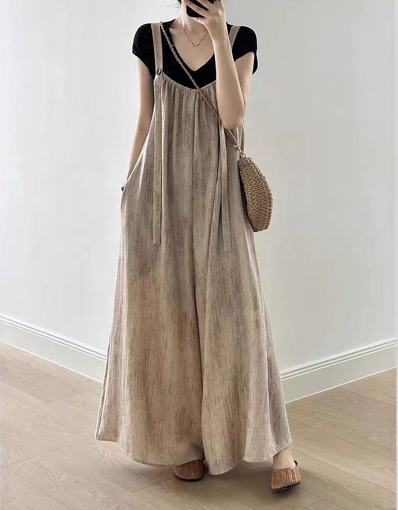 Loose Fit Soft Linen Wide-Leg Linen Jumpsuit