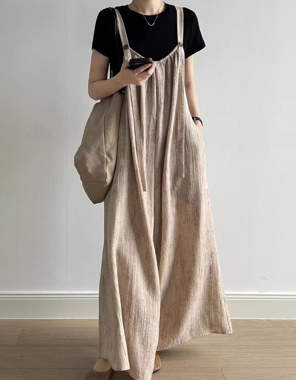 Loose Fit Soft Linen Wide-Leg Linen Jumpsuit