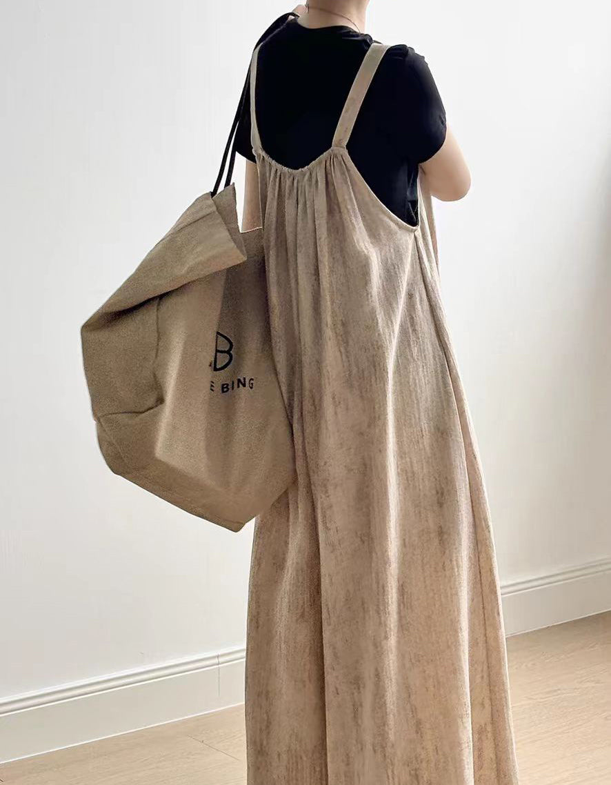 Loose Fit Soft Linen Wide-Leg Linen Jumpsuit