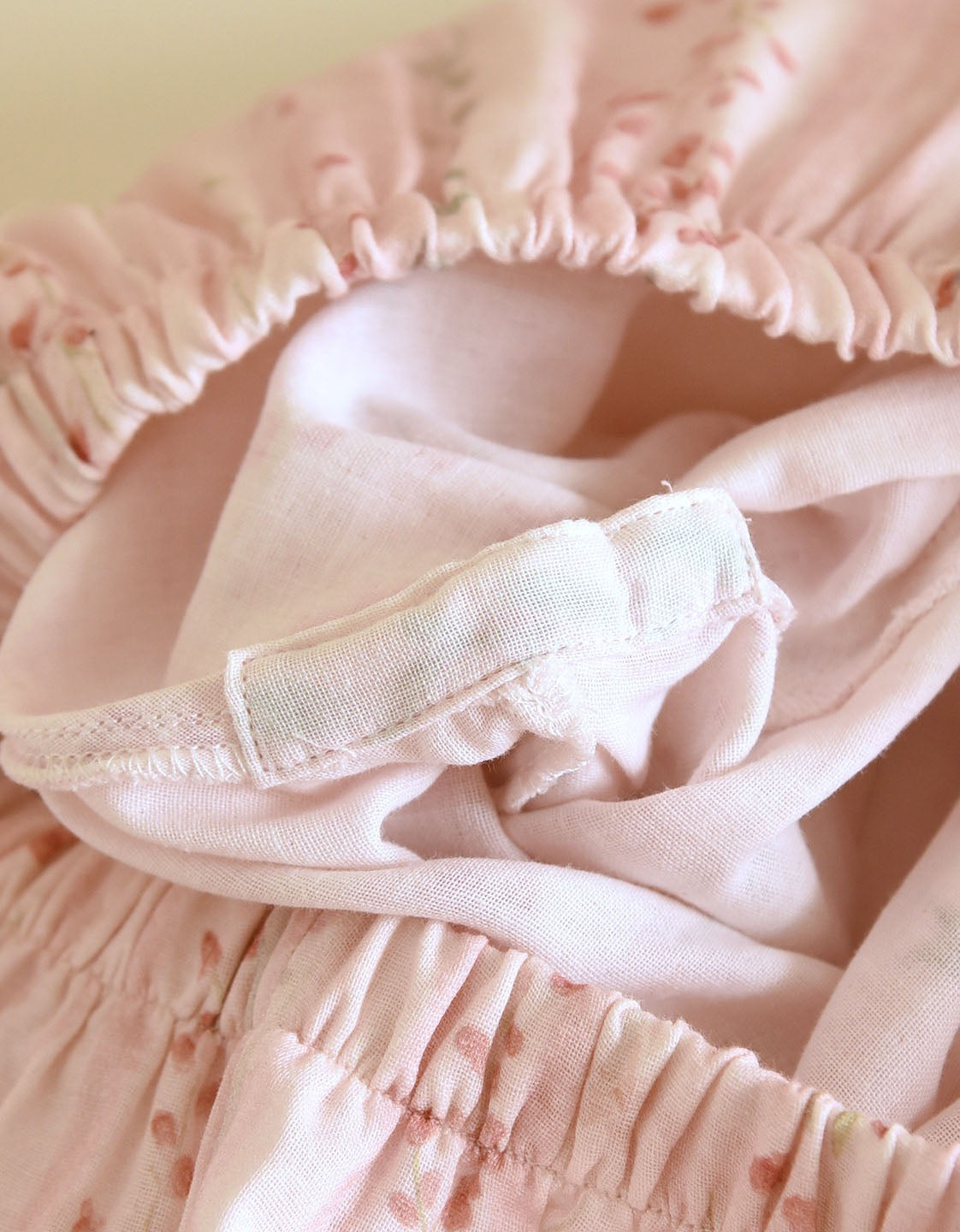 Floral Cotton Gauze Long Sleeve Kimono Pajama Set Detail View