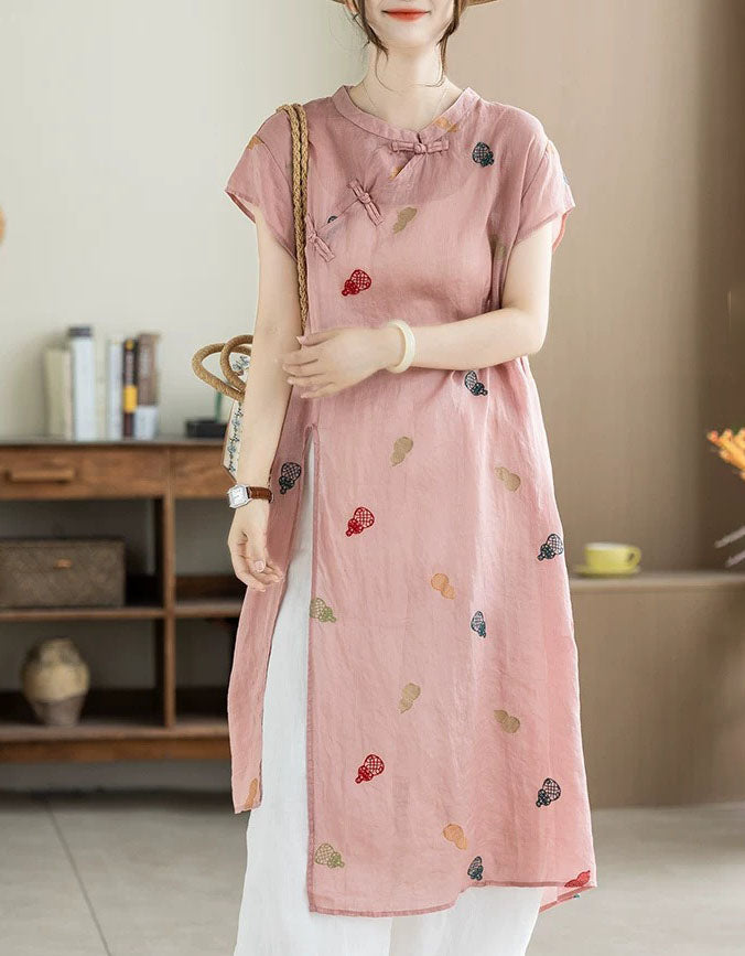 Lightweight embroidered linen dress perfect for summer vacation