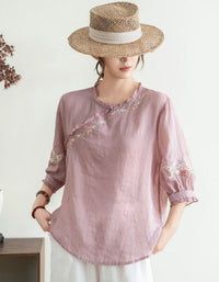 summer linen top women airy comfortable design