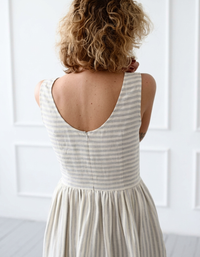 Women’s Linen Midi Dress Sleeveless Striped Design