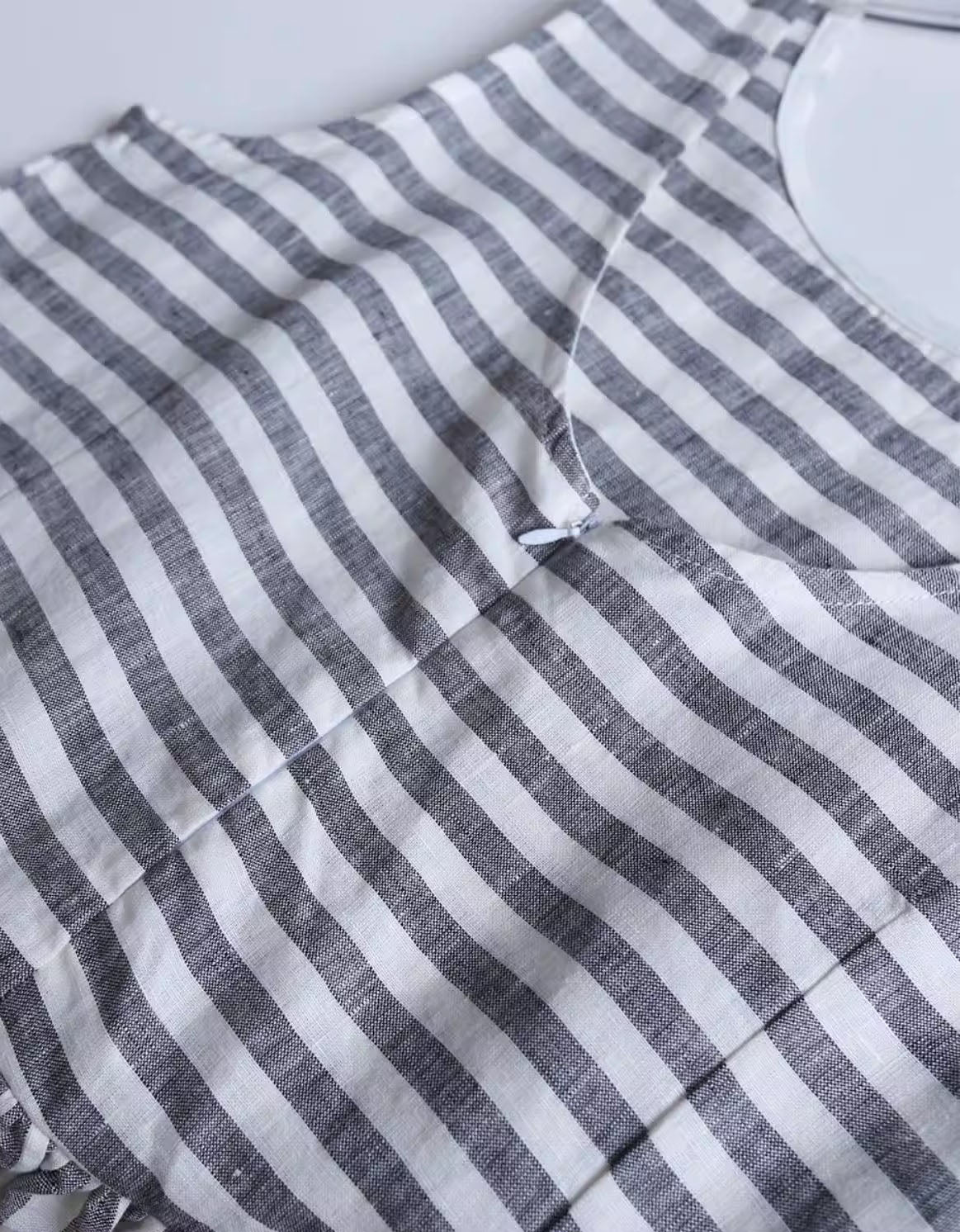 Women’s Casual Striped Linen Dress with Pockets