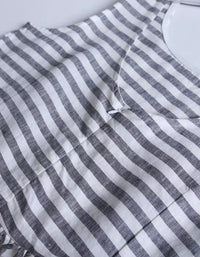 Women’s Casual Striped Linen Dress with Pockets