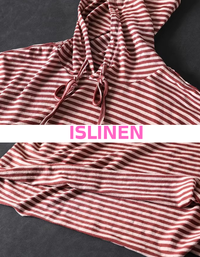 Women’s striped hooded long sleeve casual top close-up