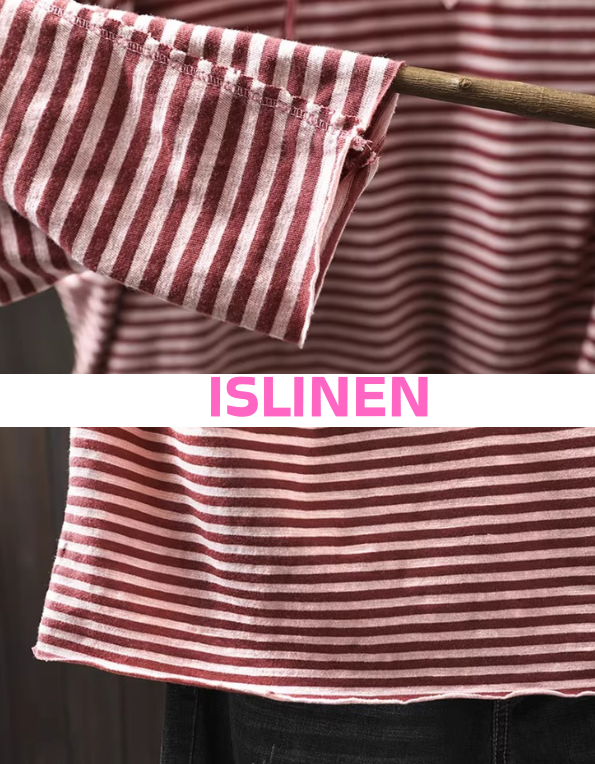 Relaxed fit women’s striped hoodie soft fabric detail