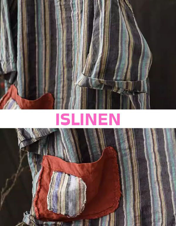 Loose Fit Summer Blouse with Short Sleeves & Patch Pocket