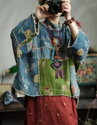 Women Vintage Cotton Patchwork Top Boho Style