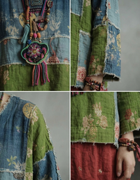 Vintage floral patchwork blouse casual outfit styling