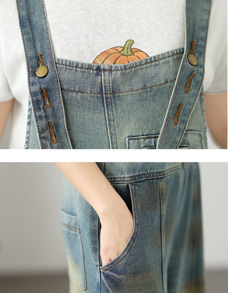 Women’s Baggy Denim Overalls – Casual Wide Leg Jumpsuit Outfit
