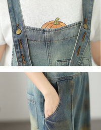 Women’s Baggy Denim Overalls – Casual Wide Leg Jumpsuit Outfit