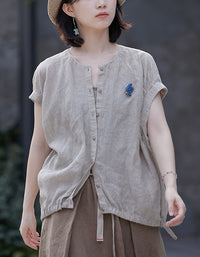 Minimalist Casual Lightweight Button Linen Shirt