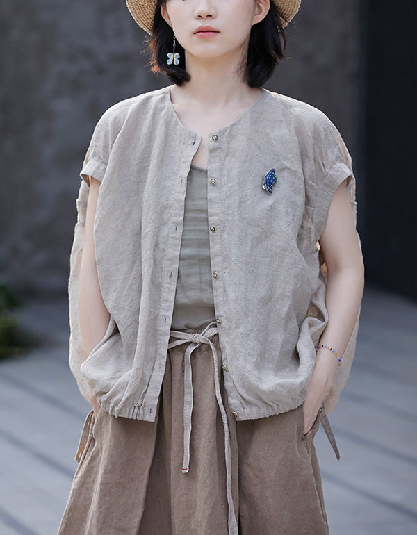 Minimalist Casual Lightweight Button Linen Shirt