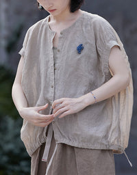 Minimalist Casual Lightweight Button Linen Shirt