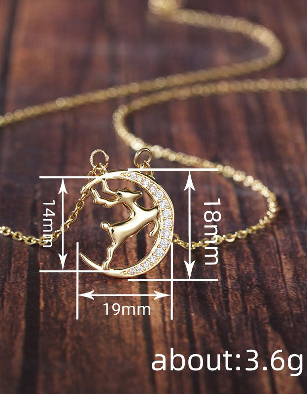 Moonlight Reindeer Christmas Necklace for Women