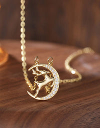 Moonlight Reindeer Christmas Necklace for Women