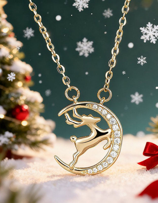 Moonlight Reindeer Christmas Necklace for Women