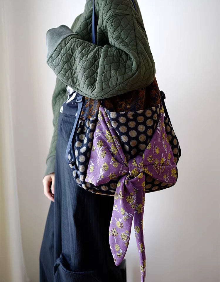 Women’s Multifunctional Backpack Shoulder Bag – Polka Dot Design with Bow Tie