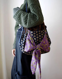 Women’s Multifunctional Backpack Shoulder Bag – Polka Dot Design with Bow Tie