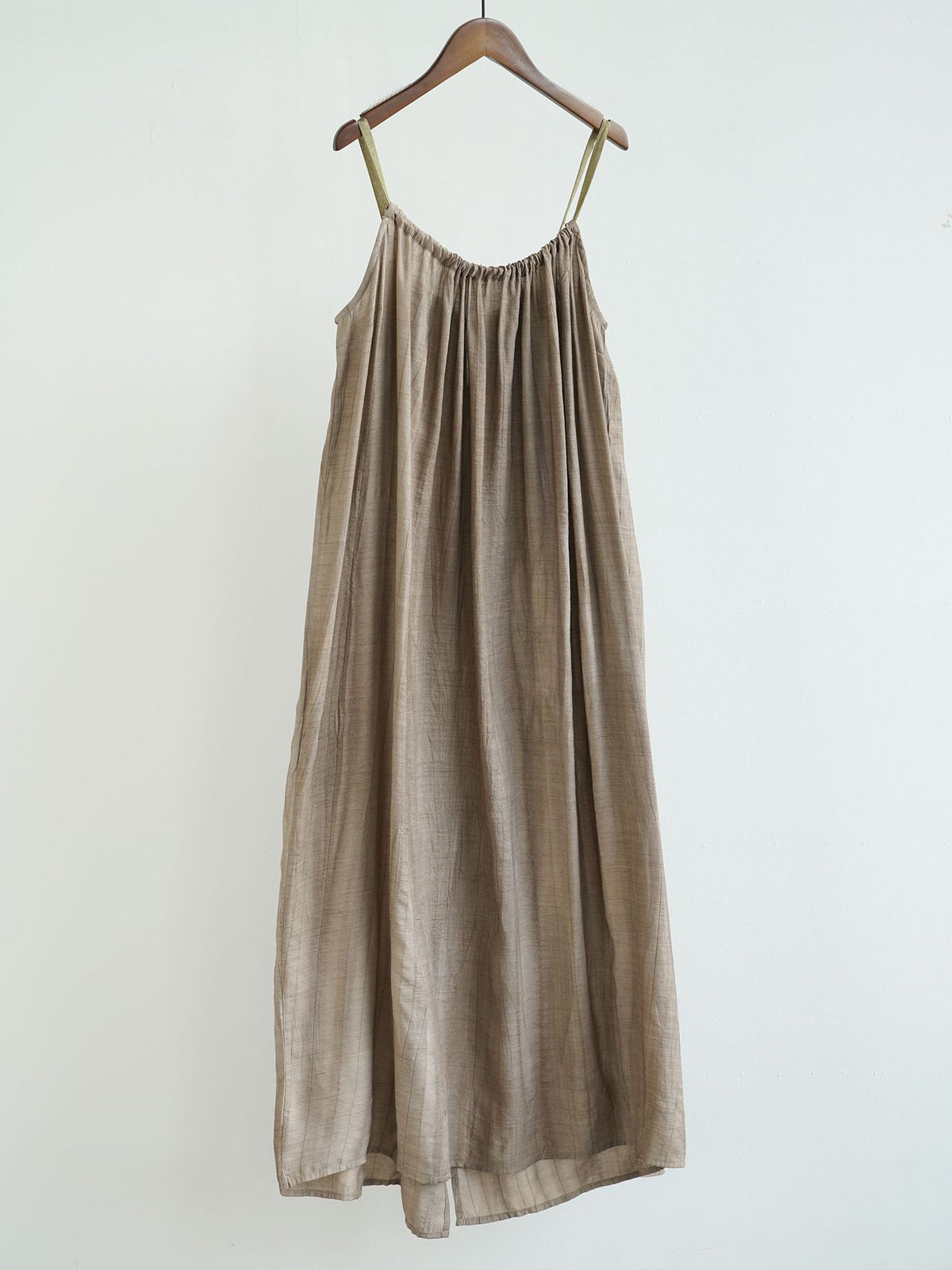 ISLinen 100% Linen Wrinkled Summer Suspender Long Skirt