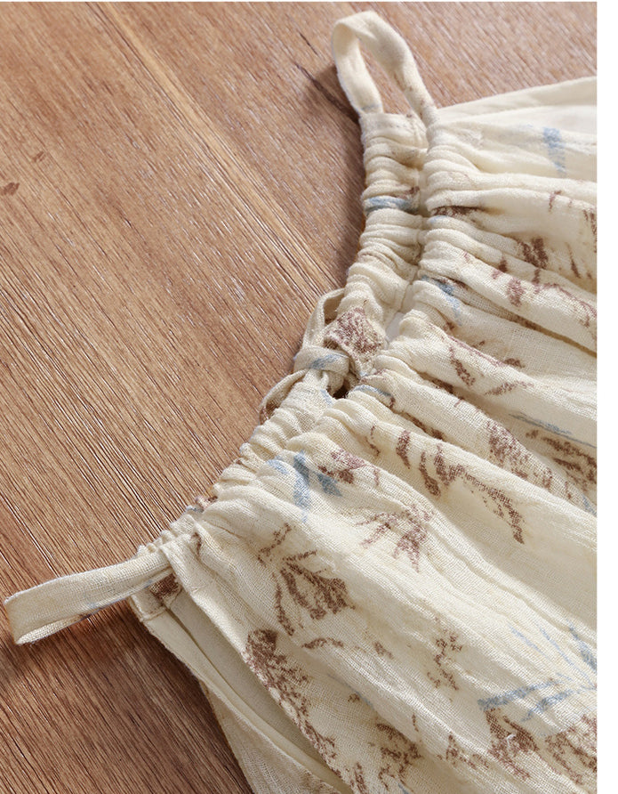 Off Shoulder Halter Neck Summer French Linen Dress