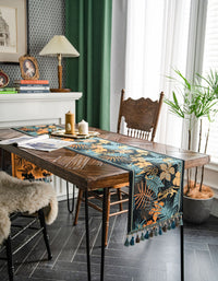 Chemin de table à motifs de plantes tropicales vintage 