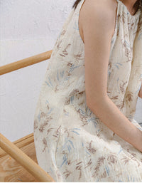 Off Shoulder Halter Neck Summer French Linen Dress