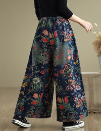 Oversize Women Casual Embroidery Wide Leg Denim Pants