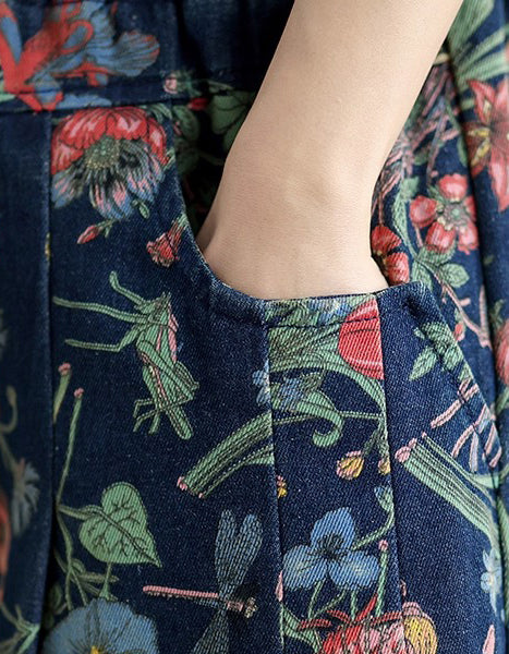 Oversize Women Casual Embroidery Wide Leg Denim Pants