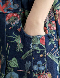 Oversize Women Casual Embroidery Wide Leg Denim Pants
