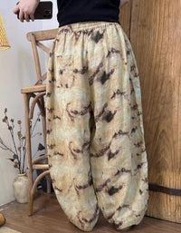 Oversized Autumn Floral Wide Leg Linen Pants