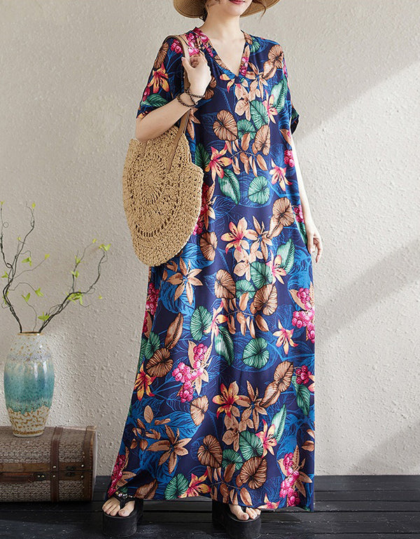 Oversized Bohemian Colorful Floral Beach Dress