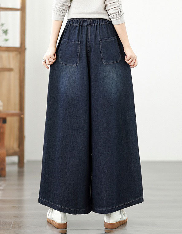 Oversized Butterfly Embroidered Wide Leg Jeans