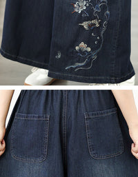 Oversized Butterfly Embroidered Wide Leg Jeans