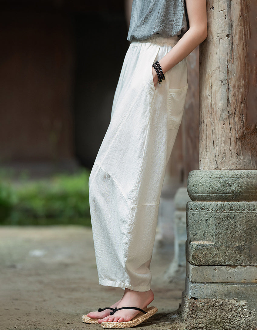 Oversized Casual Loose Fit Linen Palazzo Pants