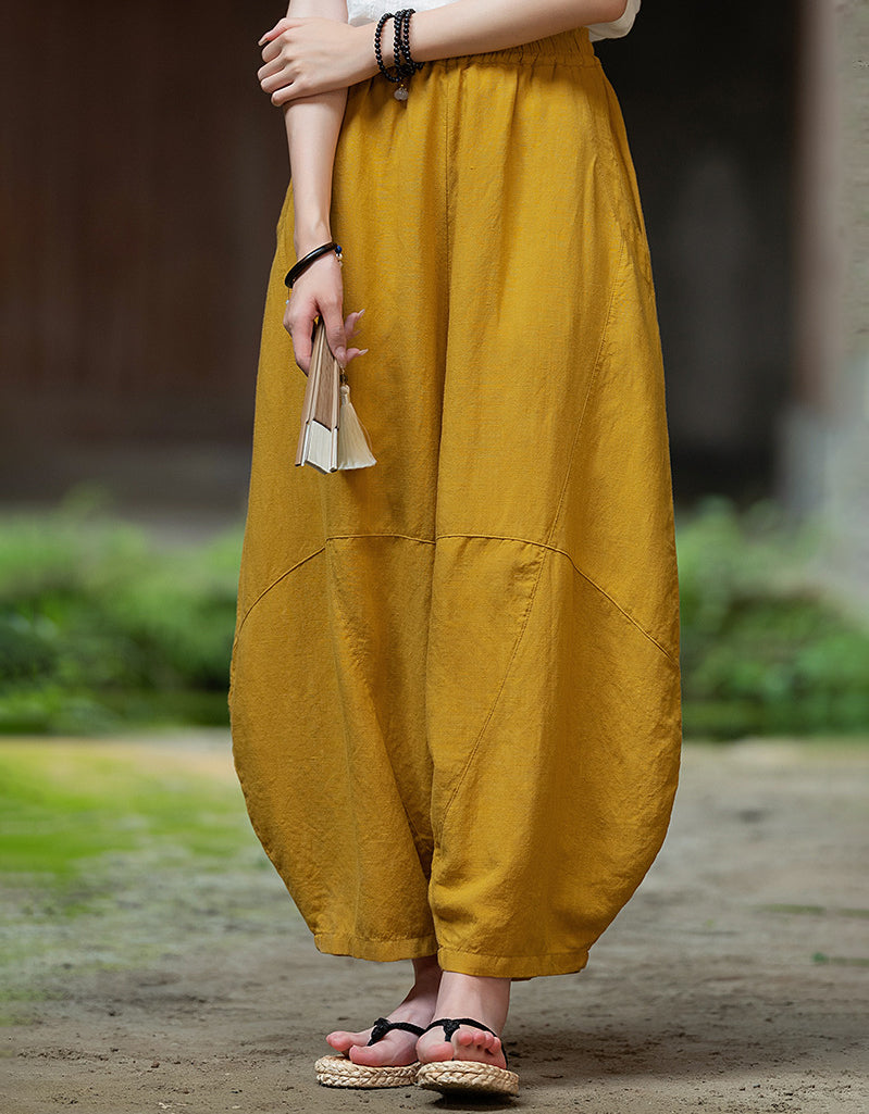 Oversized Casual Loose Fit Linen Palazzo Pants