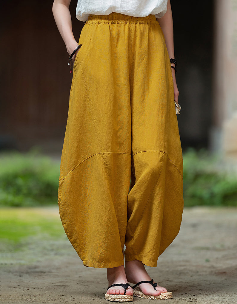 Oversized Casual Loose Fit Linen Palazzo Pants