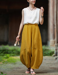 Oversized Casual Loose Fit Linen Palazzo Pants