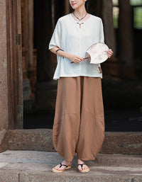 Oversized Casual Loose Fit Linen Palazzo Pants