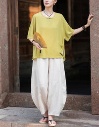 Oversized Casual Loose Fit Linen Palazzo Pants