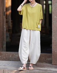 Oversized Casual Loose Fit Linen Palazzo Pants