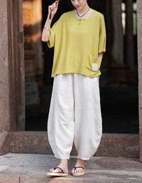 Oversized Casual Loose Fit Linen Palazzo Pants