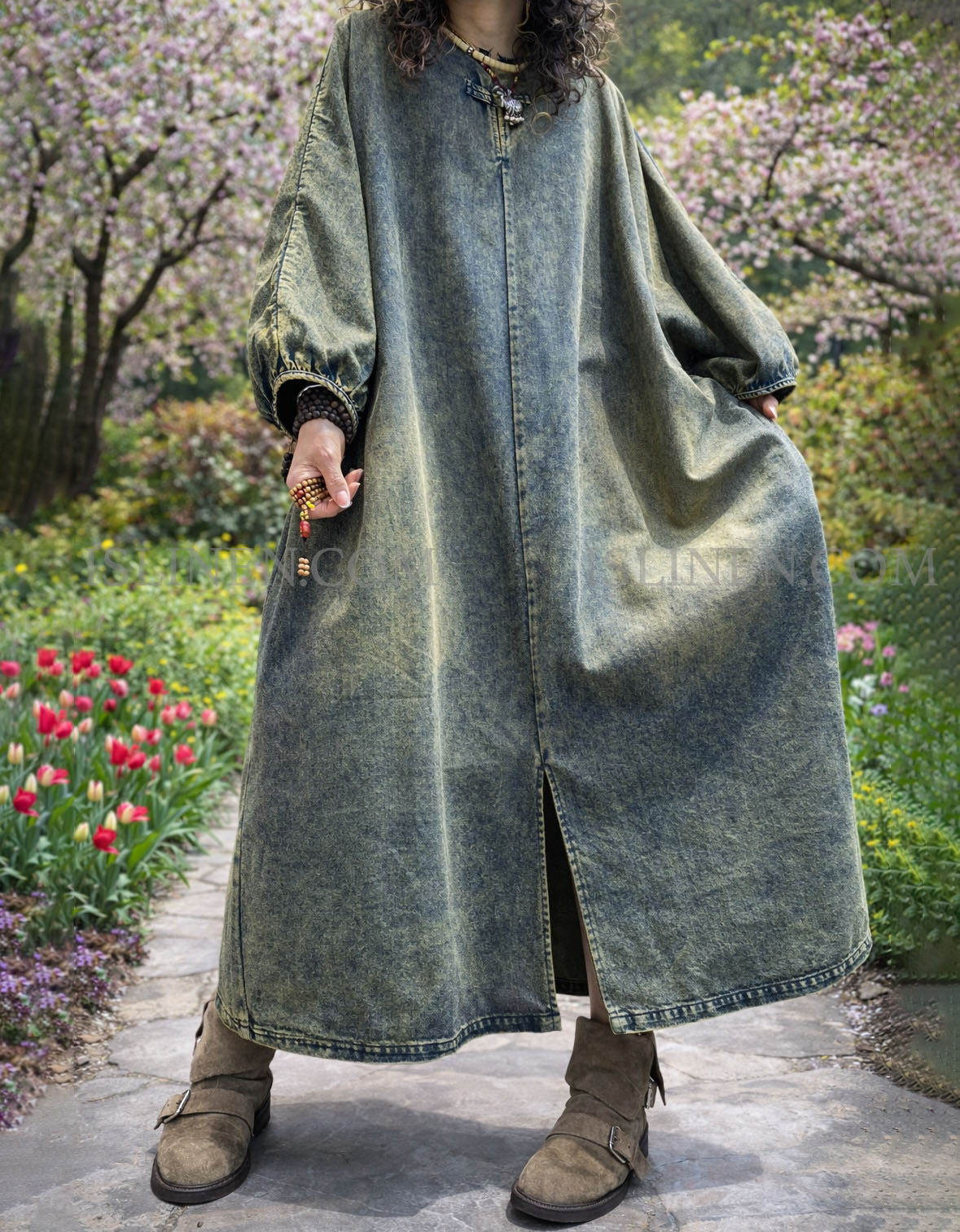 Button Down Casual Denim Dress with Belt